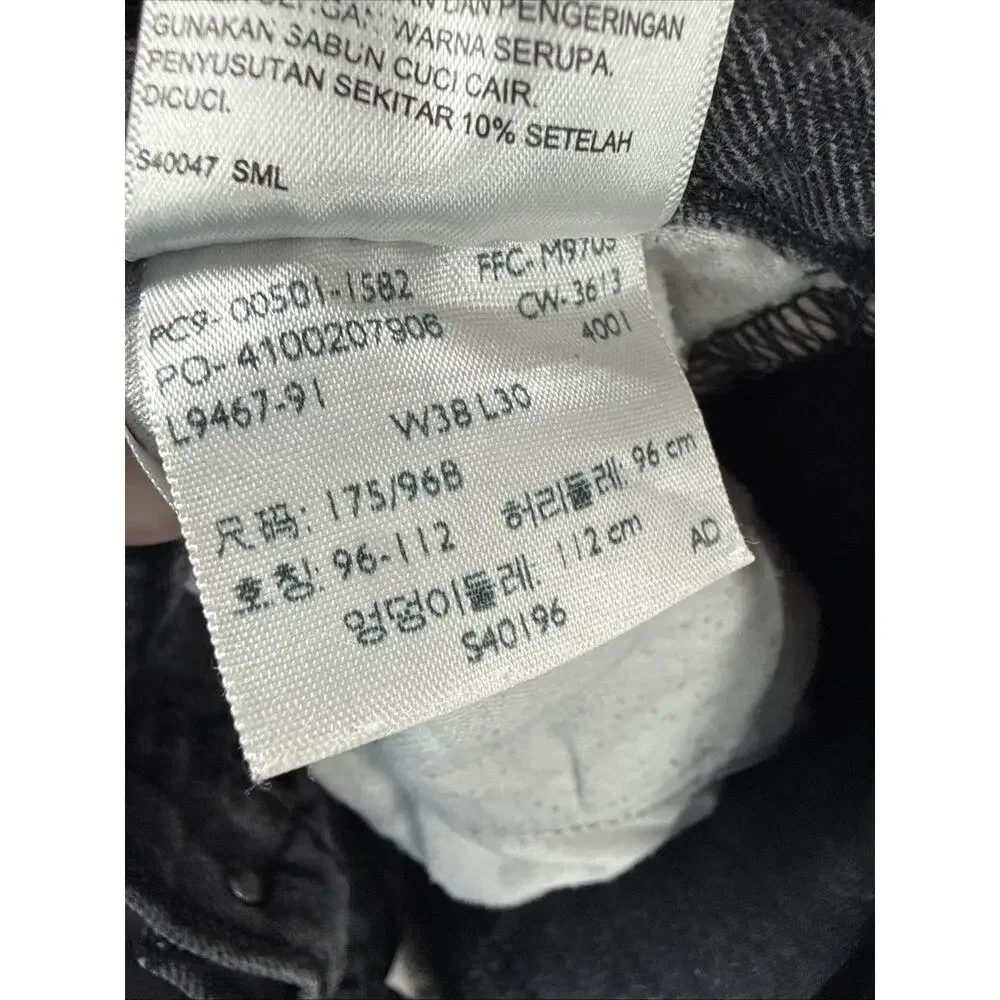 Levi’s 501 Men’s 38x30 Jeans Black Button Fly Denim Pants Straight Leg